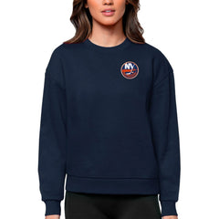 New York Islanders Antigua Women's Victory Crewneck Pullover Sweatshirt - Navy | US 5084425