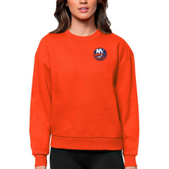 New York Islanders Antigua Women's Victory Crewneck Pullover Sweatshirt - Orange | US 5084426