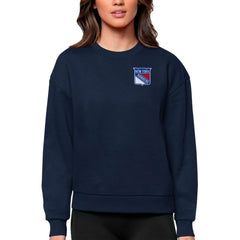 New York Rangers Antigua Women's Victory Crewneck Pullover Sweatshirt - Navy | US 5084431