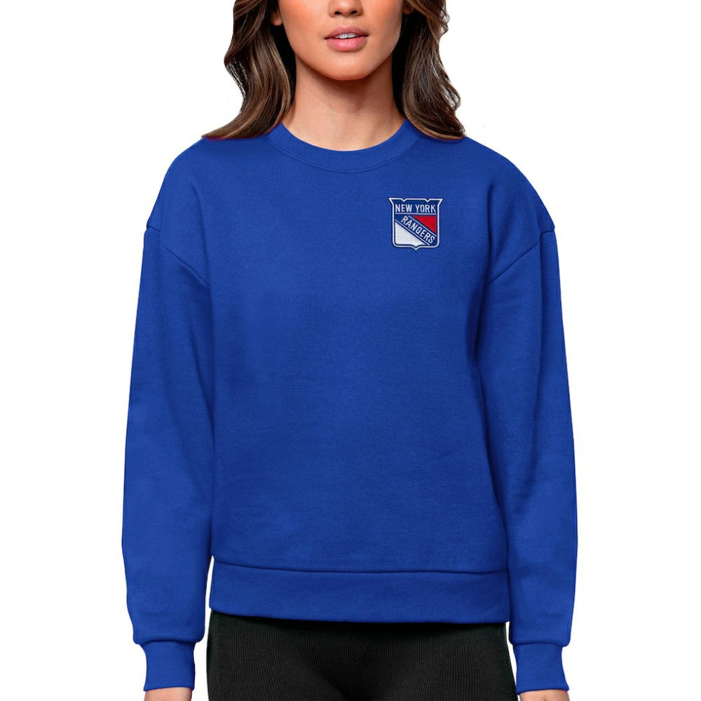 New York Rangers Antigua Women's Victory Crewneck Pullover Sweatshirt - Royal | US 5084433