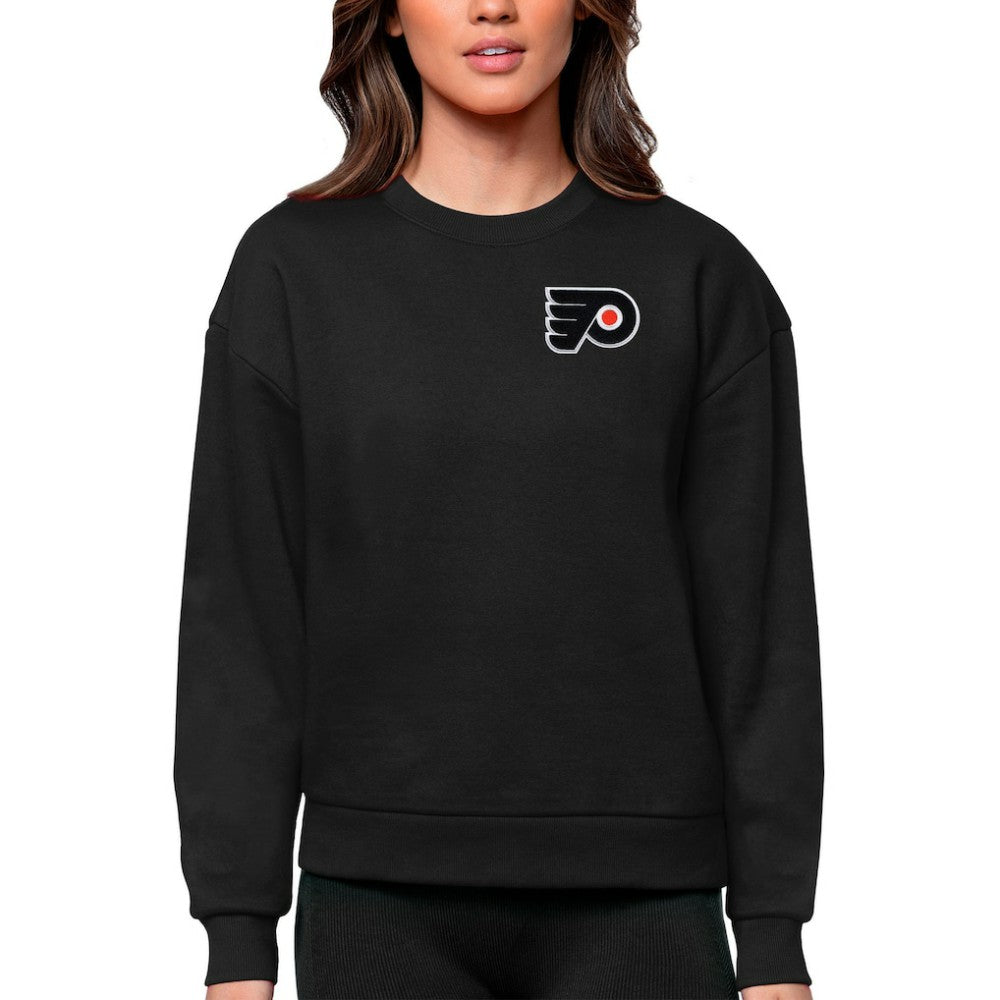 Philadelphia Flyers Antigua Women's Victory Crewneck Pullover Sweatshirt - Black | US 5084439