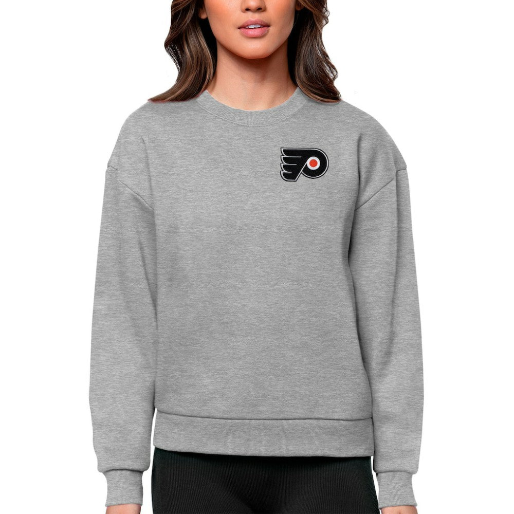 Philadelphia Flyers Antigua Women's Victory Crewneck Pullover Sweatshirt - Heather Gray | US 5084440