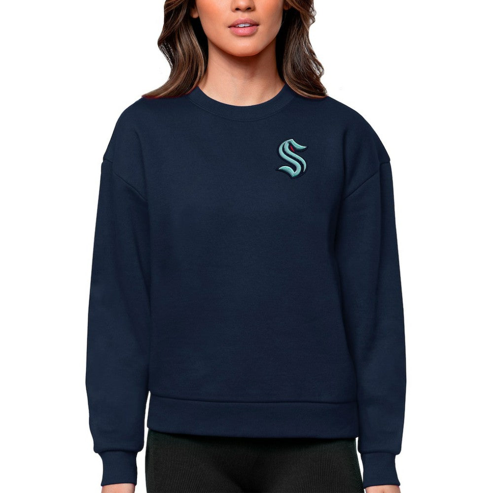 Seattle Kraken Antigua Women's Victory Crewneck Pullover Sweatshirt - Navy | US 5084451