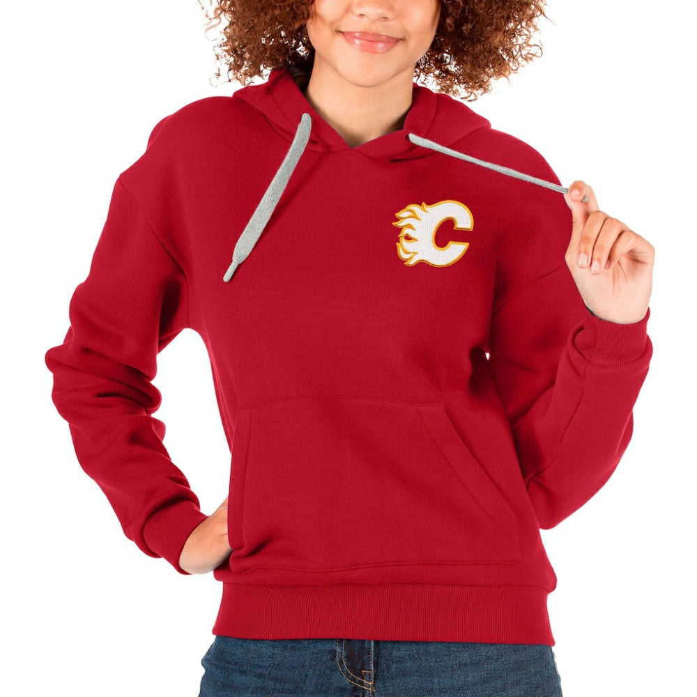 Calgary Flames Antigua Women's Victory Pullover Hoodie - Red | US 5084888