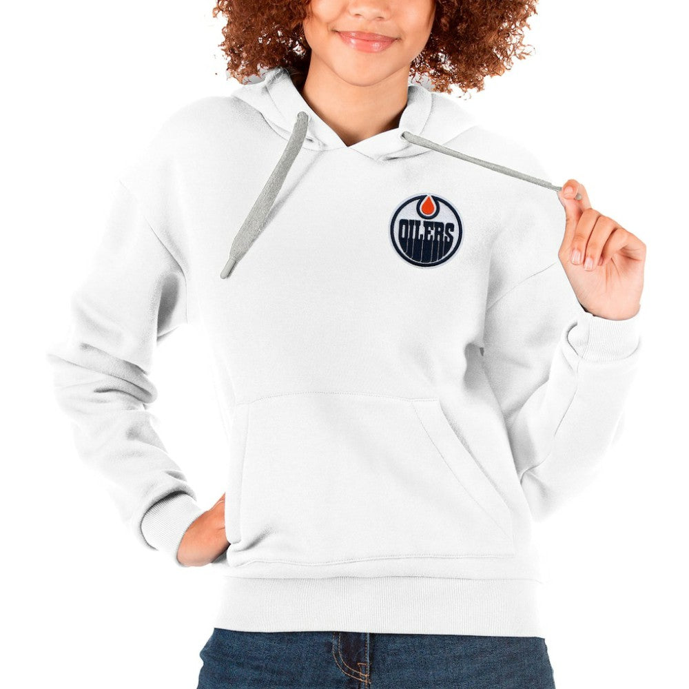 Edmonton Oilers Antigua Women's Victory Pullover Hoodie - White | US 5084928