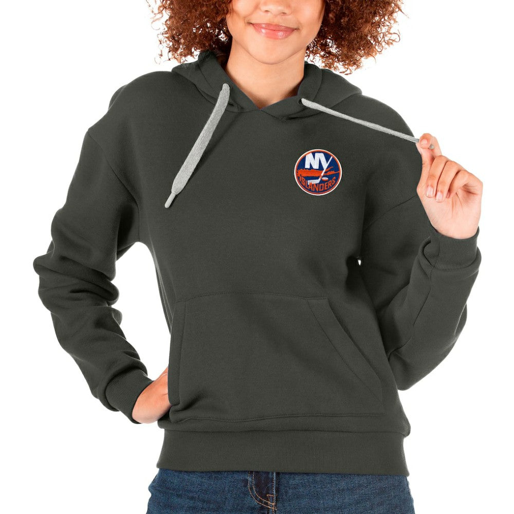 New York Islanders Antigua Women's Victory Pullover Hoodie - Charcoal | US 5084964