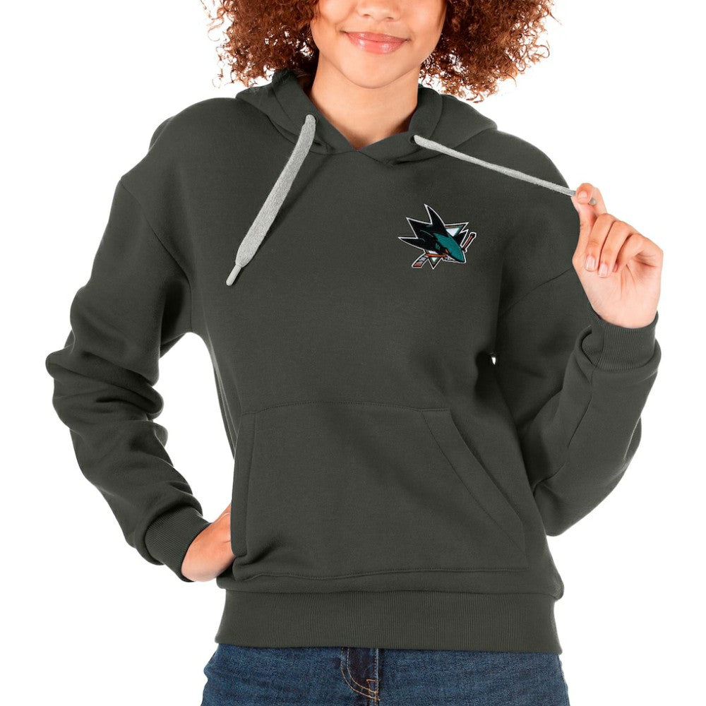 San Jose Sharks Antigua Women's Victory Pullover Hoodie - Charcoal | US 5084993