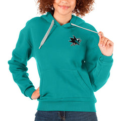 San Jose Sharks Antigua Women's Victory Pullover Hoodie - Teal | US 5084995