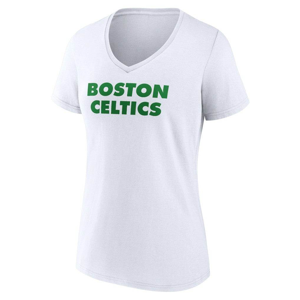 Boston Celtics Women's Wordmark V-Neck T-Shirt White