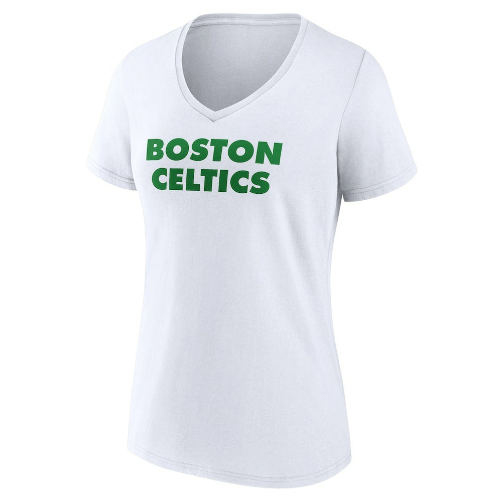 Boston Celtics Women's Wordmark V-Neck T-Shirt White