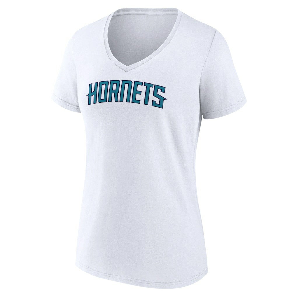 Charlotte Hornets Women's Wordmark V-Neck T-Shirt White