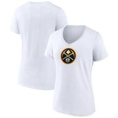 Denver Nuggets Women's Logo V-Neck T-Shirt White