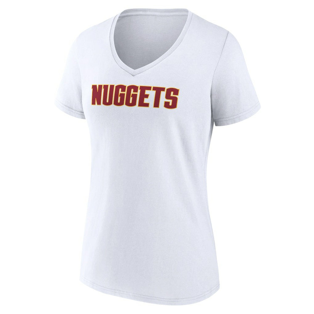Denver Nuggets Women's Wordmark V-Neck T-Shirt White