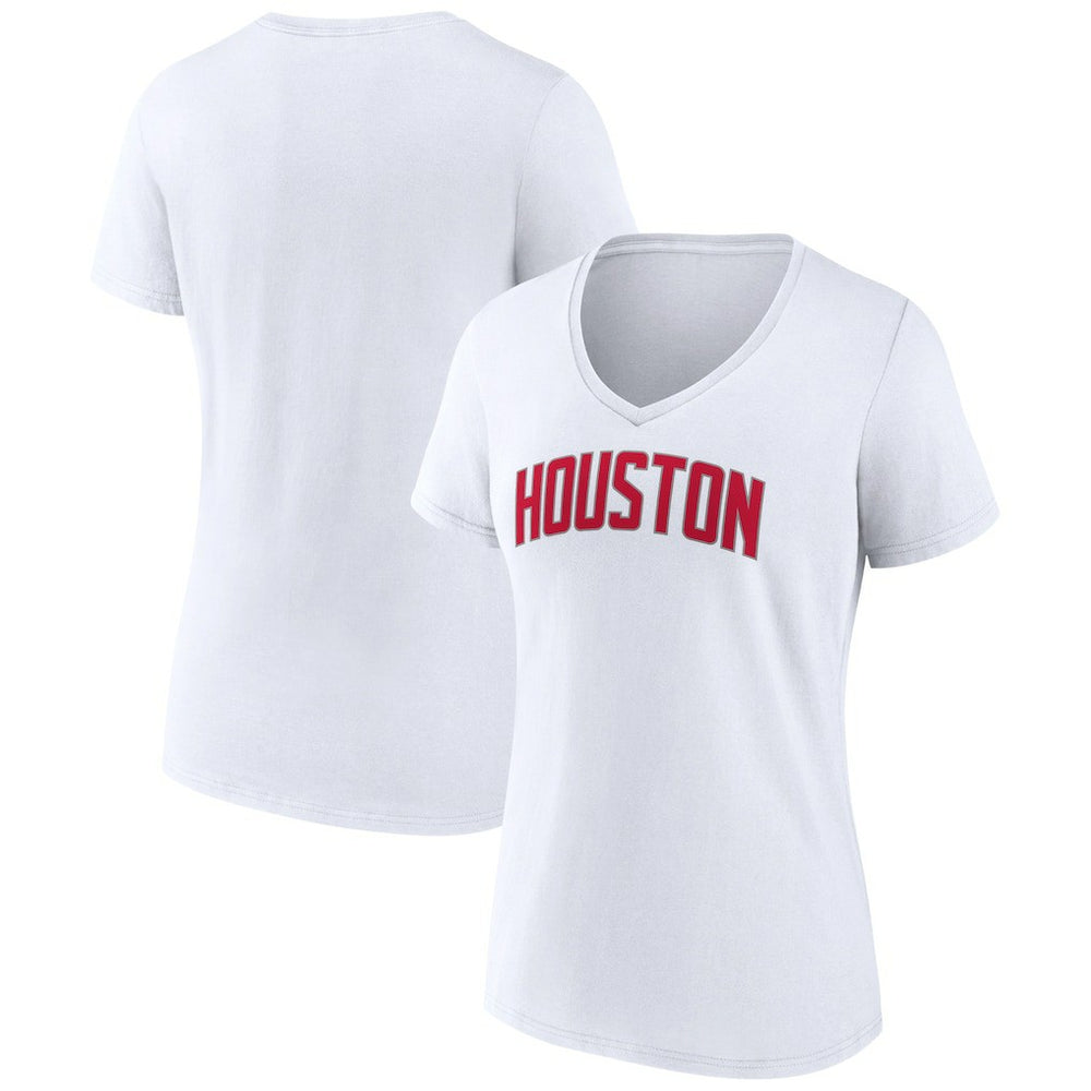 Houston Rockets Women's Wordmark V-Neck T-Shirt White