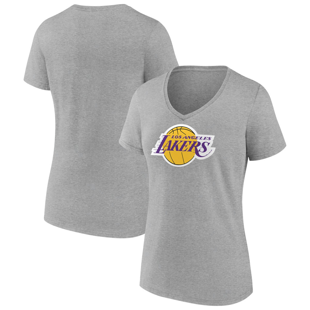 Los Angeles Lakers Women's Logo V-Neck T-Shirt Gray