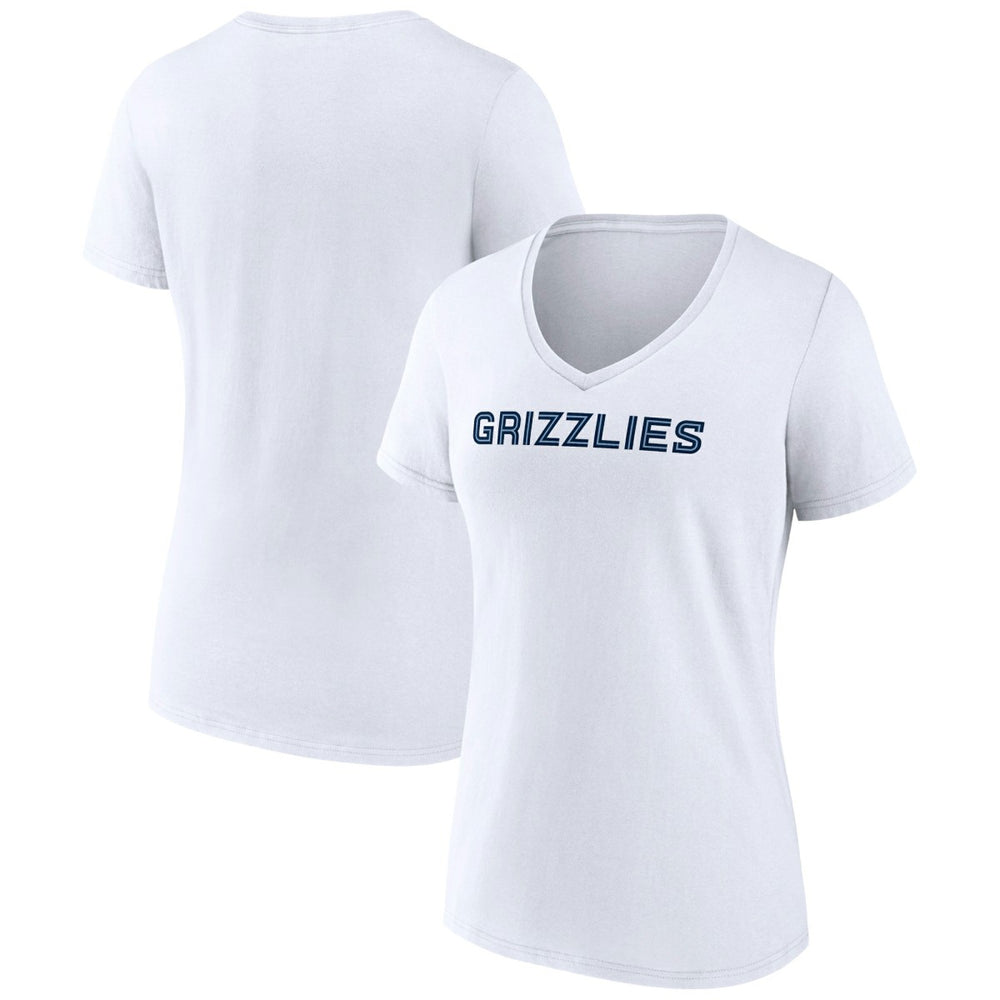 Memphis Grizzlies Women's Wordmark V-Neck T-Shirt White