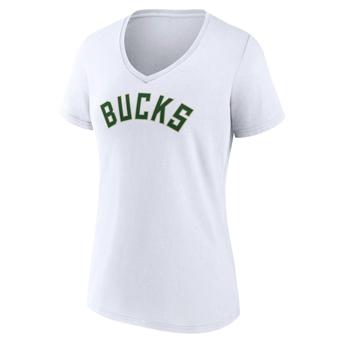 Milwaukee Bucks Women's Wordmark V-Neck T-Shirt White outlet