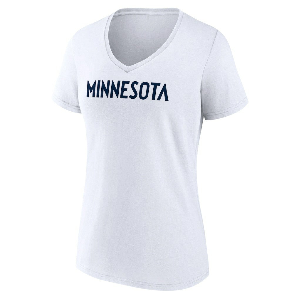Minnesota Timberwolves Women's Wordmark V-Neck T-Shirt White