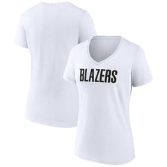 Portland Trail Blazers Women's Wordmark V-Neck T-Shirt White