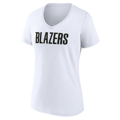 Portland Trail Blazers Women's Wordmark V-Neck T-Shirt White