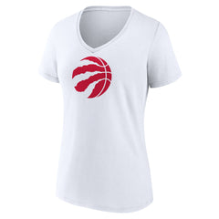 Toronto Raptors Women's Primary Logo V-Neck T-Shirt White