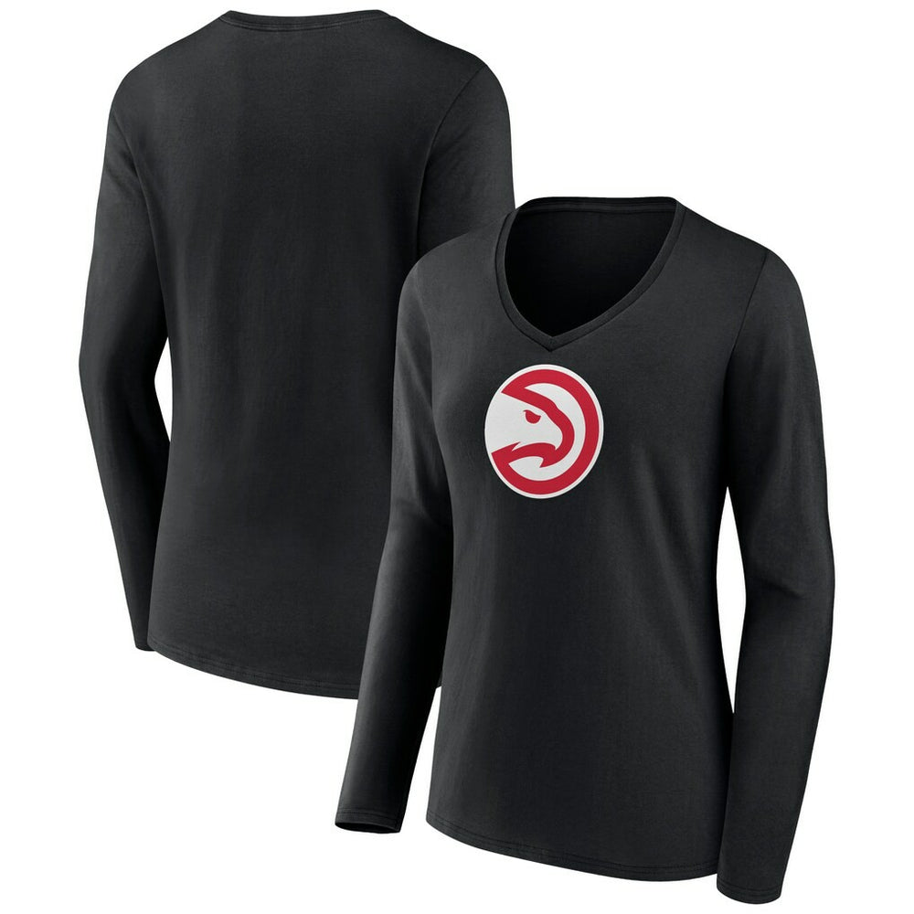 Atlanta Hawks Women's Logo Long Sleeve V-Neck T-Shirt Black outlet