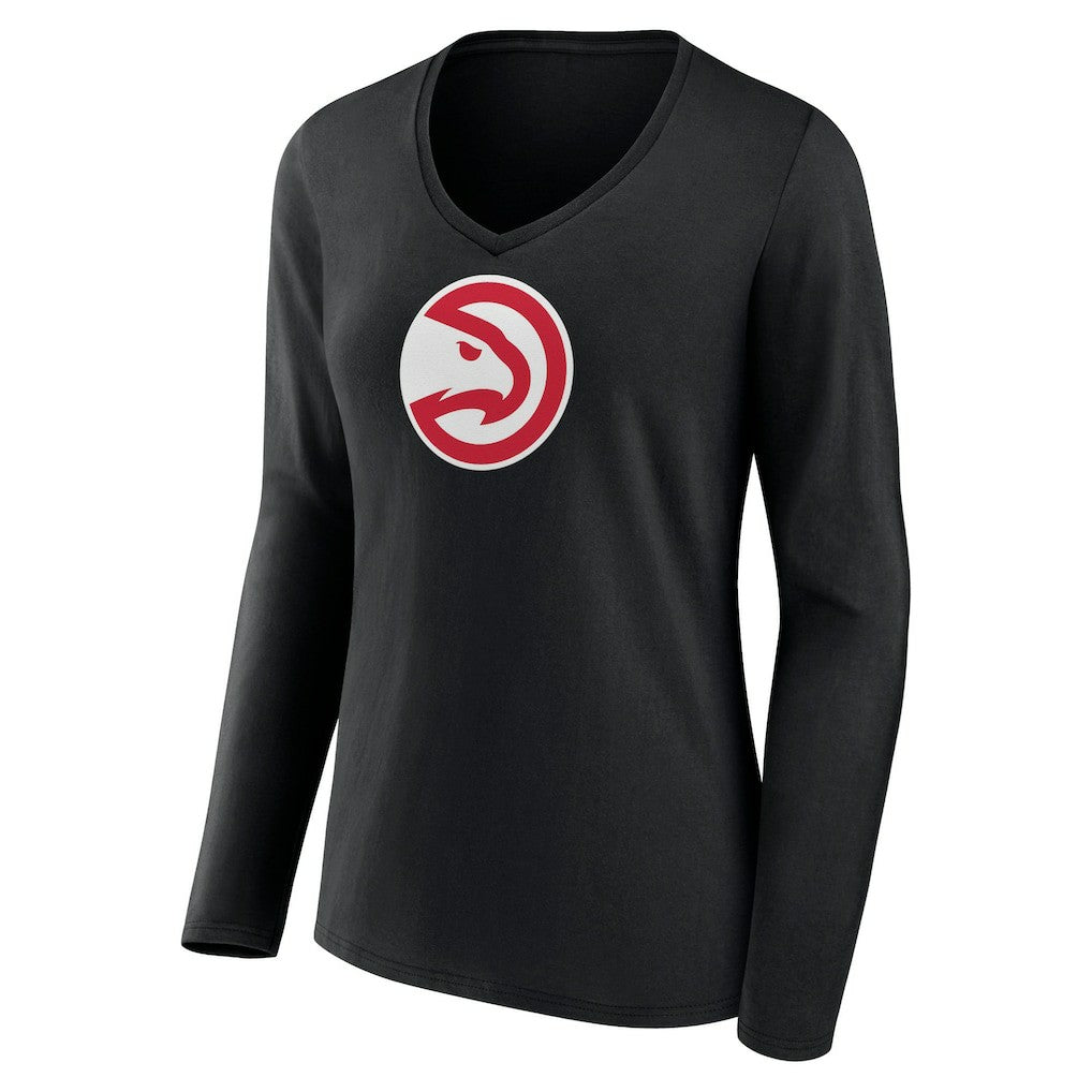 Atlanta Hawks Women's Logo Long Sleeve V-Neck T-Shirt Black outlet