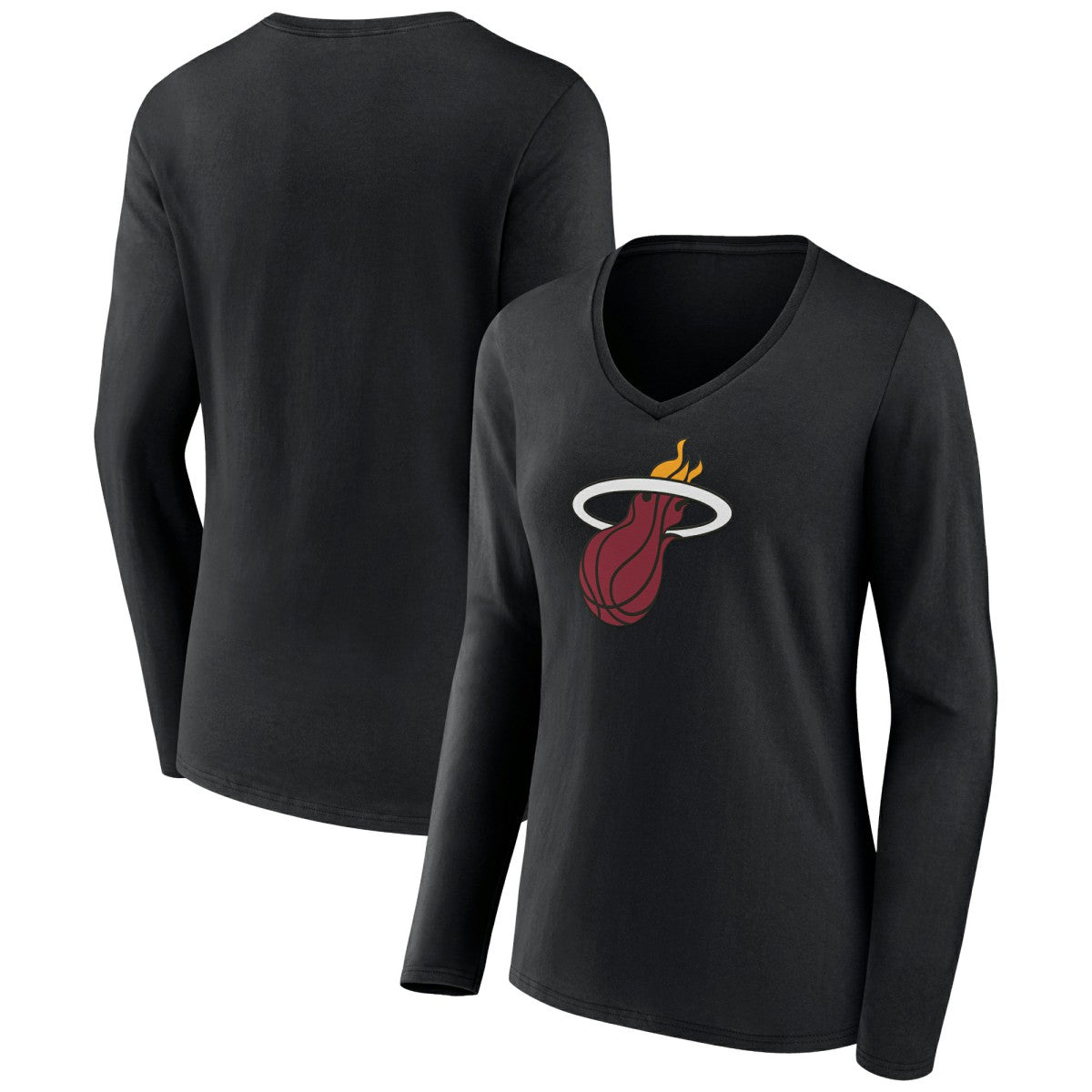 Miami Heat Women's Logo Long Sleeve V-Neck T-Shirt Black