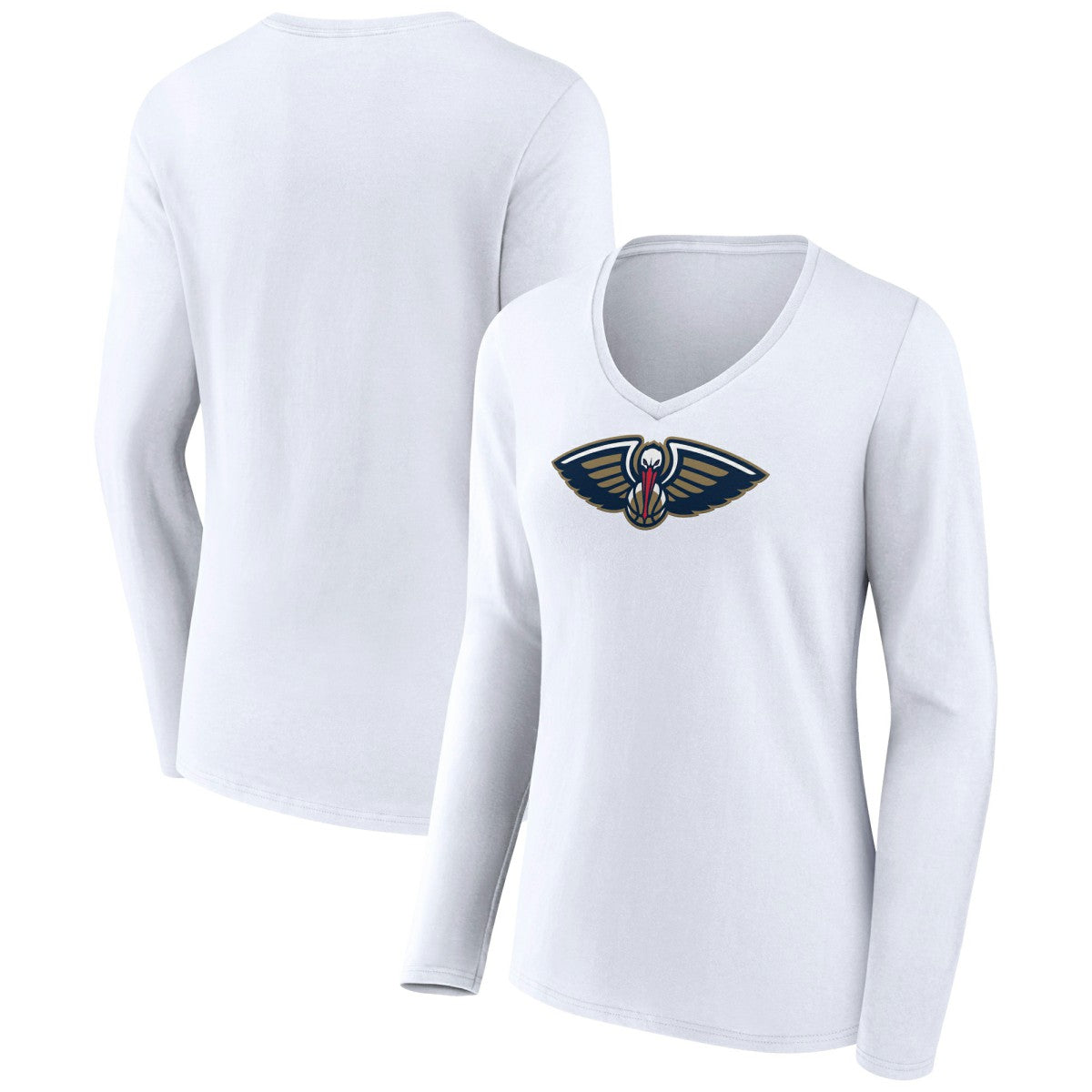 New Orleans Pelicans Women's Logo Long Sleeve V-Neck T-Shirt White outlet