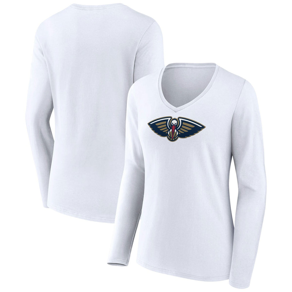 New Orleans Pelicans Women's Logo Long Sleeve V-Neck T-Shirt White outlet