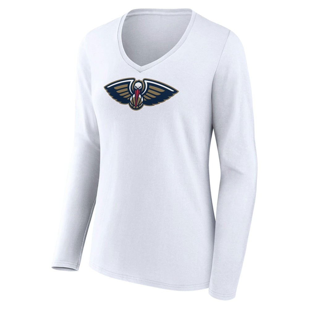 New Orleans Pelicans Women's Logo Long Sleeve V-Neck T-Shirt White outlet