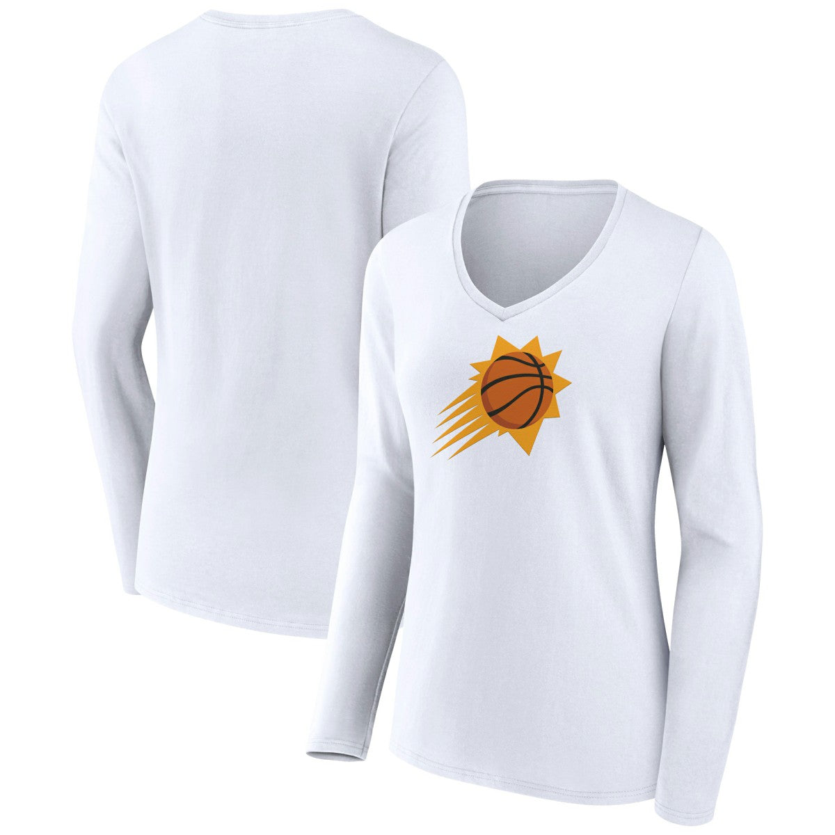 Phoenix Suns Women's Logo Long Sleeve V-Neck T-Shirt White outlet