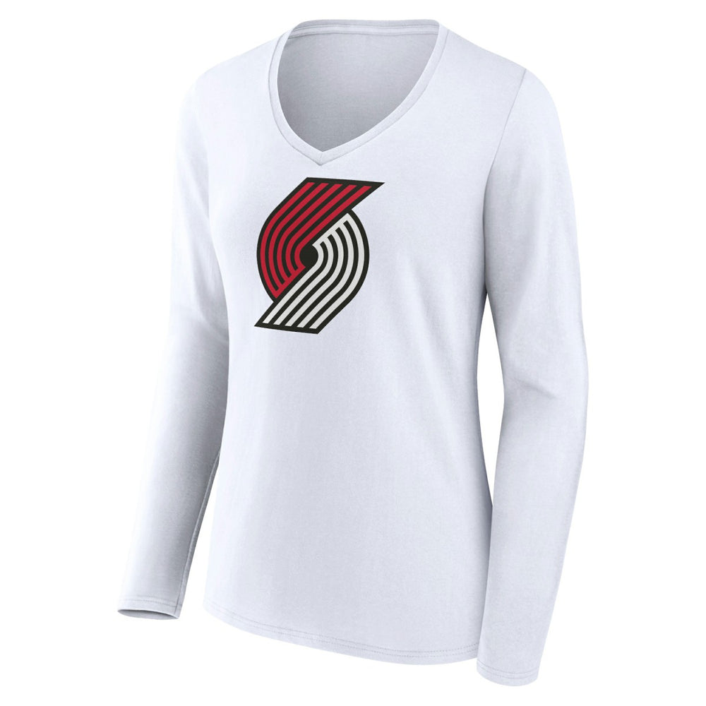 Portland Trail Blazers Women's Logo Long Sleeve V-Neck T-Shirt White outlet
