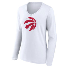 Toronto Raptors Women's Logo Long Sleeve V-Neck T-Shirt White outlet
