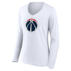 Washington Wizards Women's Logo Long Sleeve V-Neck T-Shirt White