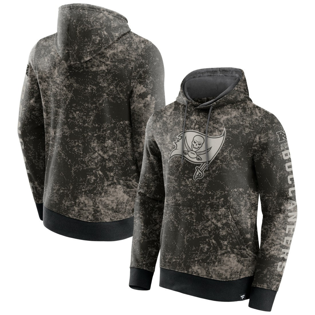 Tampa Bay Buccaneers Blackout Tonal Pullover Hoodie - Black/Gray Hoodies