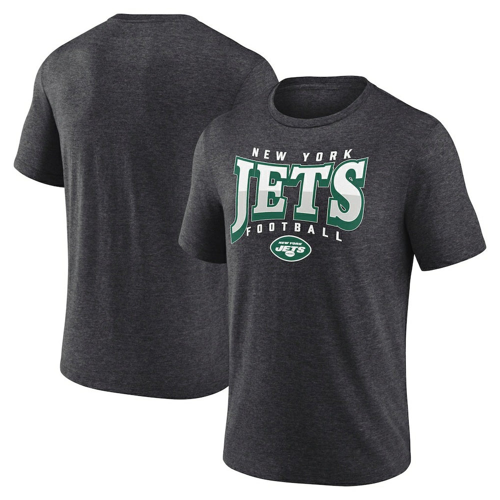 New York Jets Divided Warp Tri-Blend T-Shirt - Heather Charcoal T-shirts