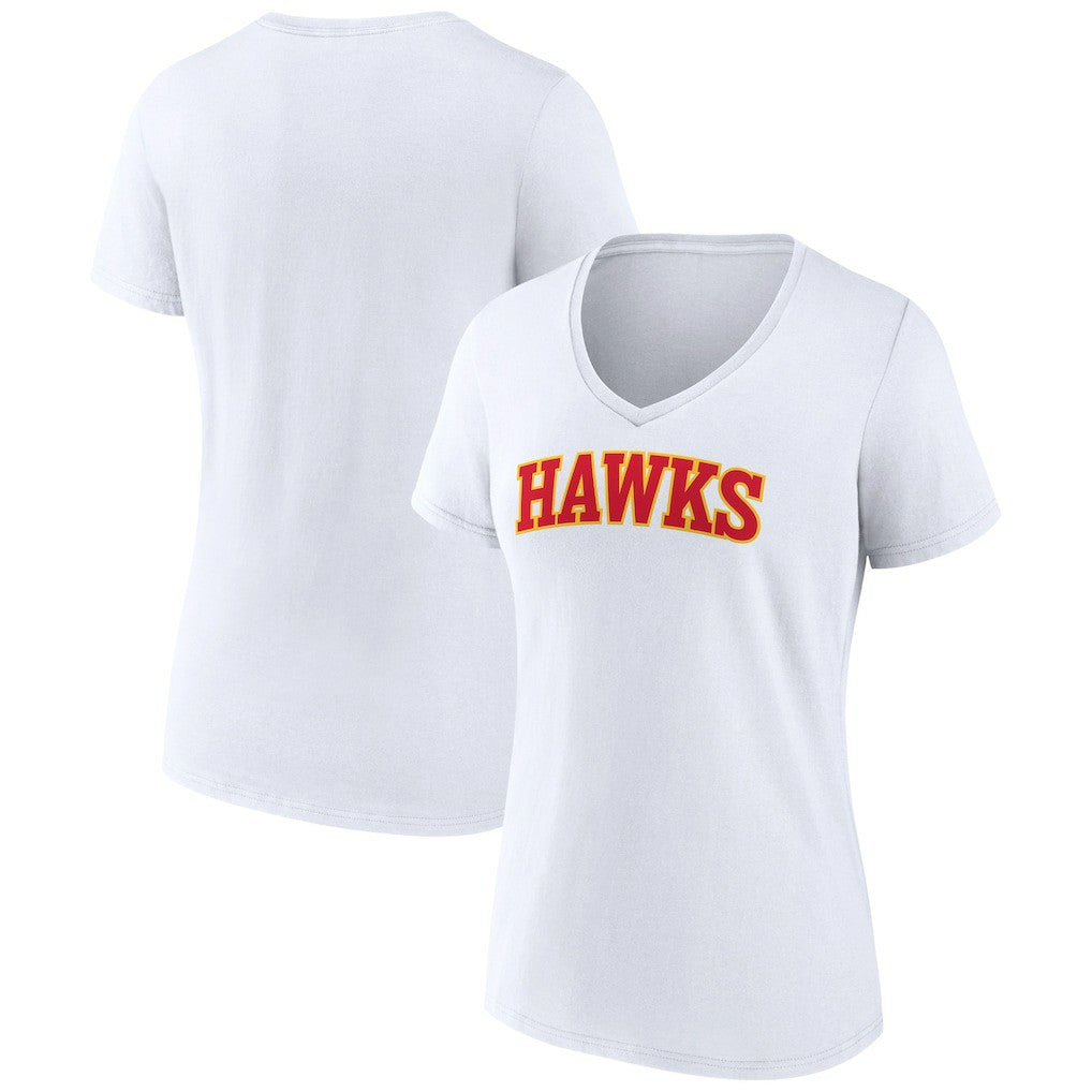 Atlanta Hawks Women's Wordmark V-Neck T-Shirt White