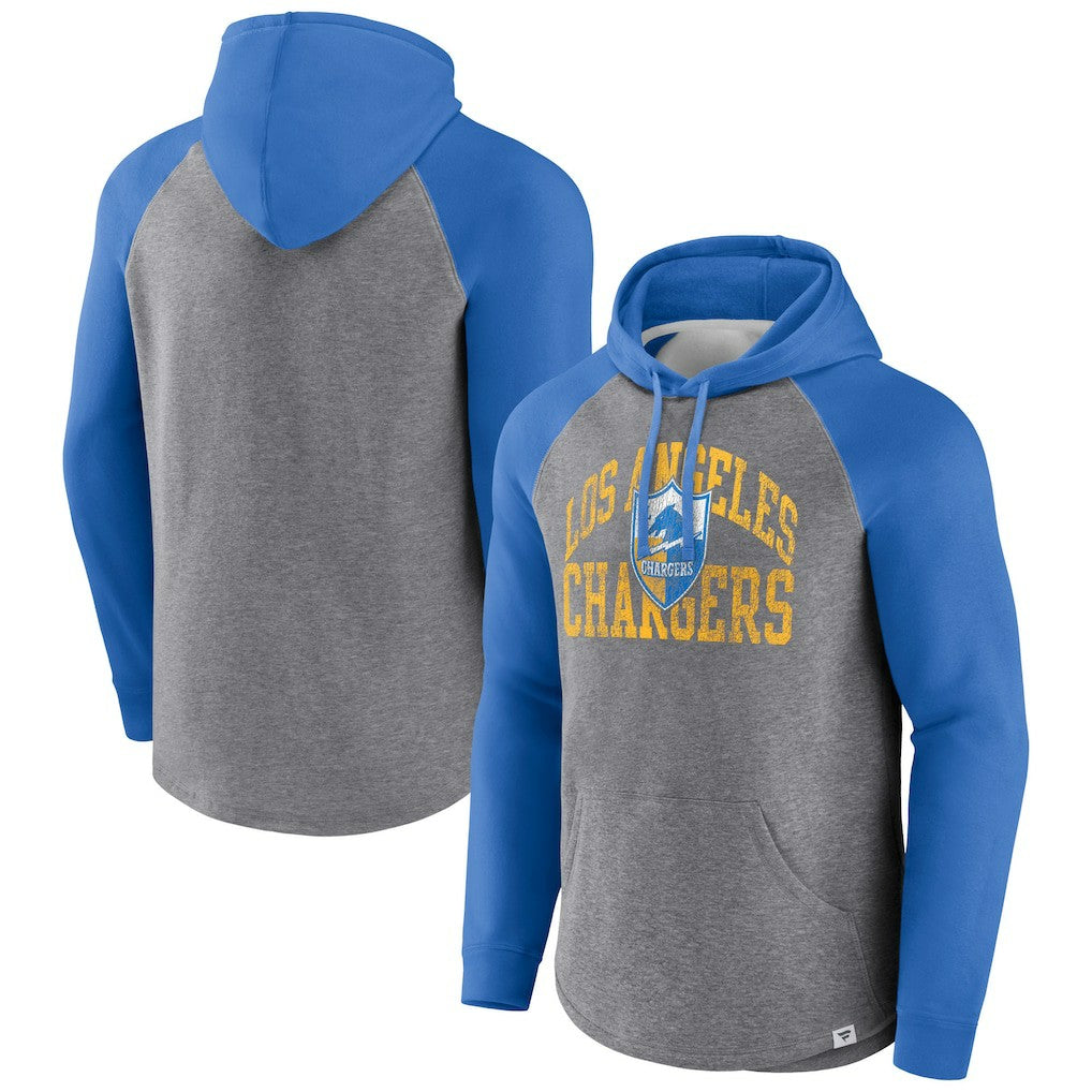 Los Angeles Chargers Favorite Arch Raglan Pullover Hoodie - Heather Gray Hoodies