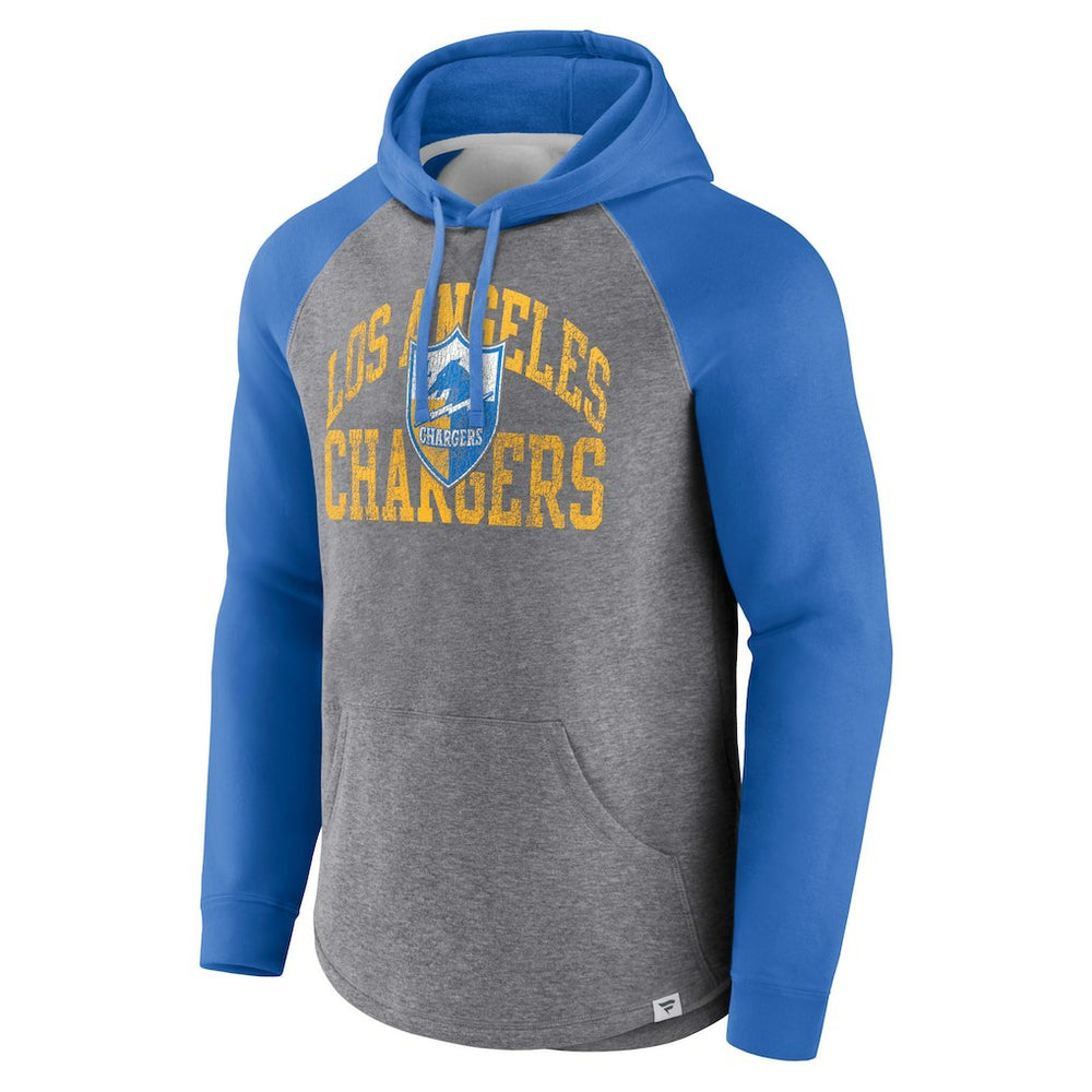 Los Angeles Chargers Favorite Arch Raglan Pullover Hoodie - Heather Gray Hoodies
