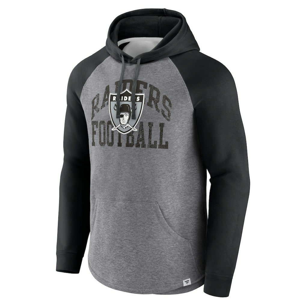 Las Vegas Raiders Favorite Arch Raglan Pullover Hoodie - Heather Gray Hoodies