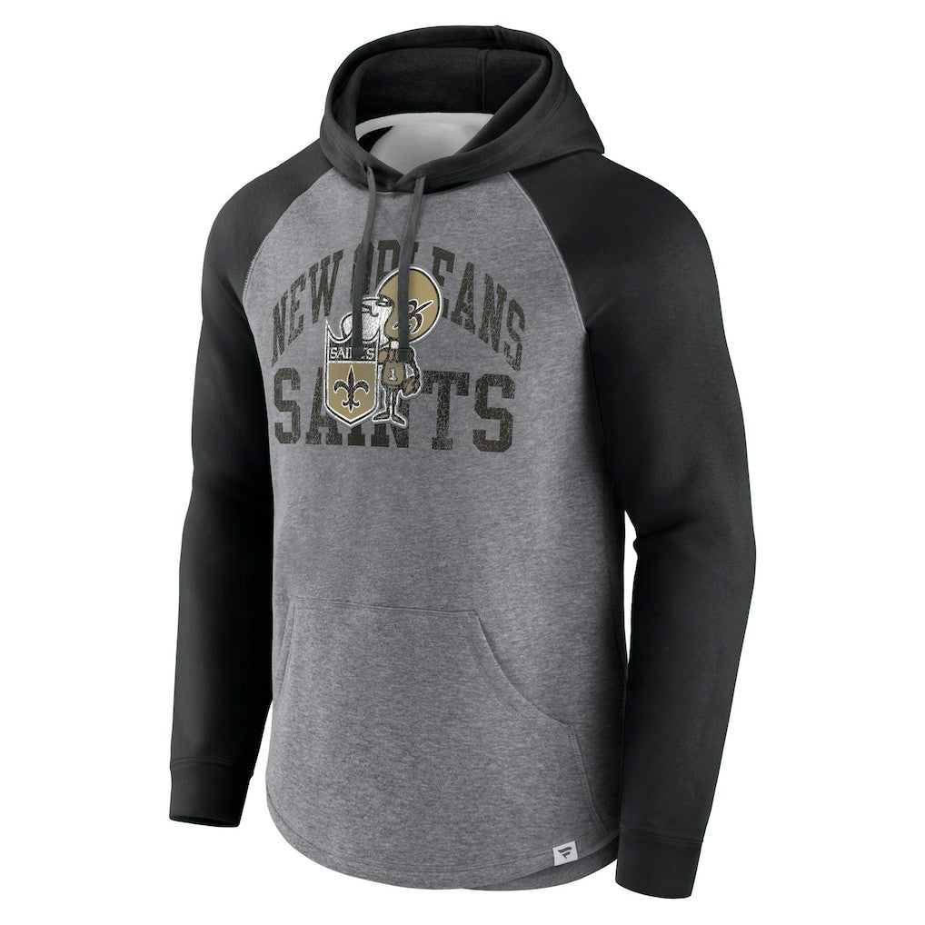 New Orleans Saints Favorite Arch Raglan Pullover Hoodie - Heather Gray Hoodies