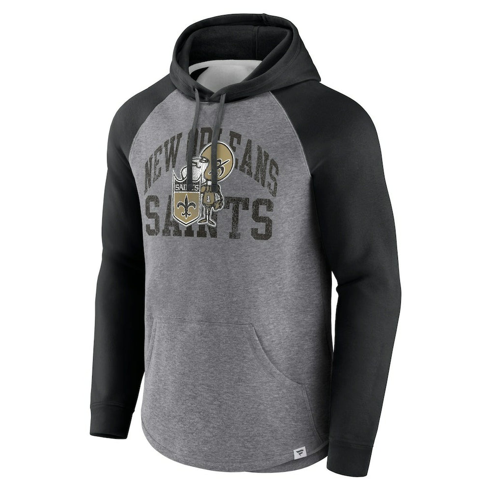 New Orleans Saints Favorite Arch Raglan Pullover Hoodie - Heather Gray Hoodies