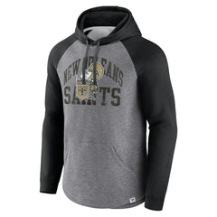 New Orleans Saints Favorite Arch Raglan Pullover Hoodie - Heather Gray Hoodies