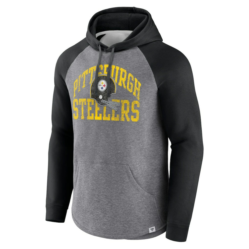 Pittsburgh Steelers Favorite Arch Raglan Pullover Hoodie - Heather Gray Hoodies