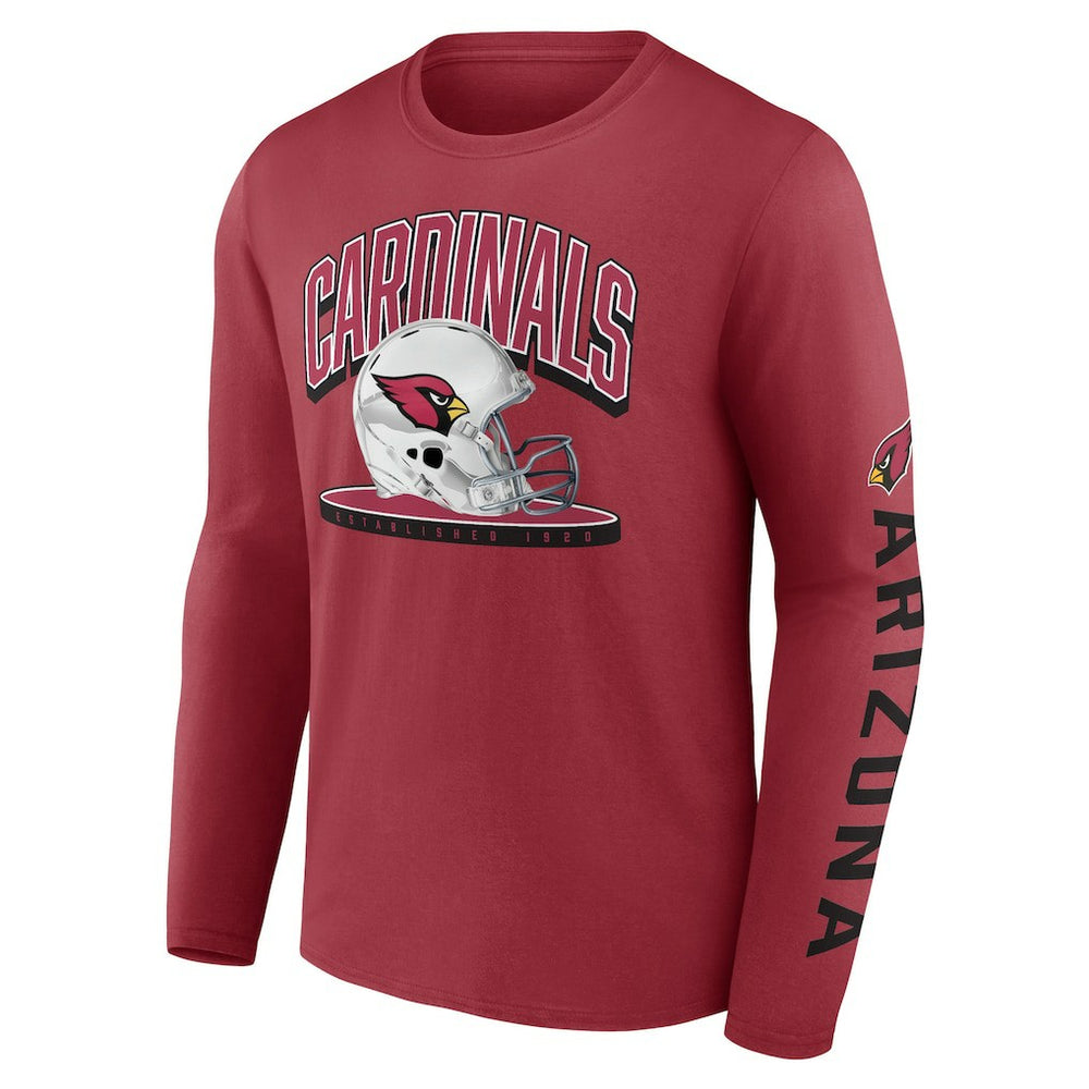 Arizona Cardinals Helmet Platform Long Sleeve T-Shirt - Cardinal T-shirts