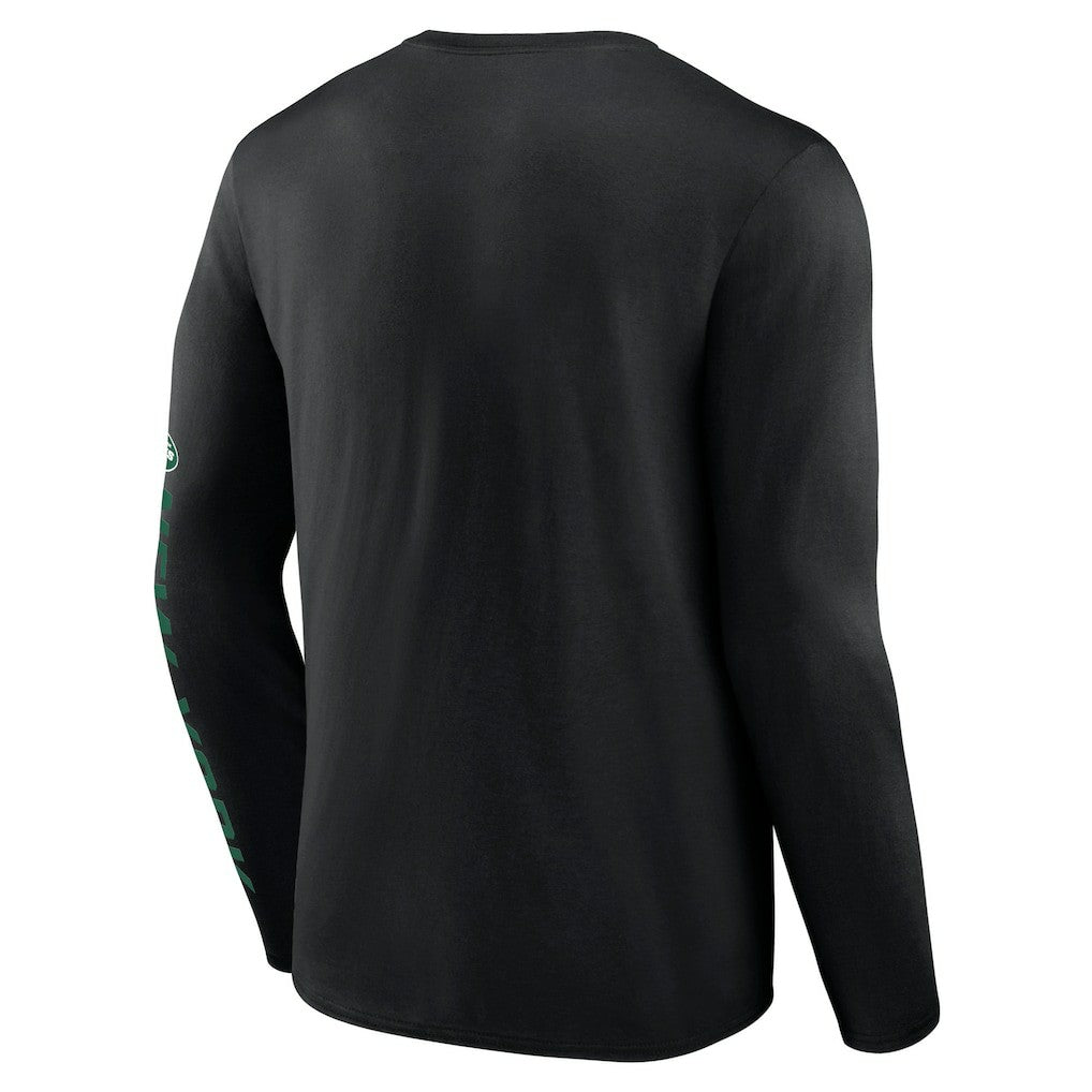 New York Jets Helmet Platform Long Sleeve T-Shirt - Black T-shirts