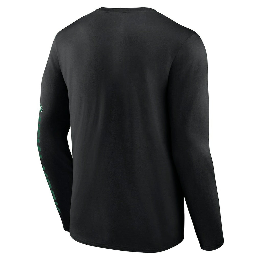 New York Jets Helmet Platform Long Sleeve T-Shirt - Black T-shirts