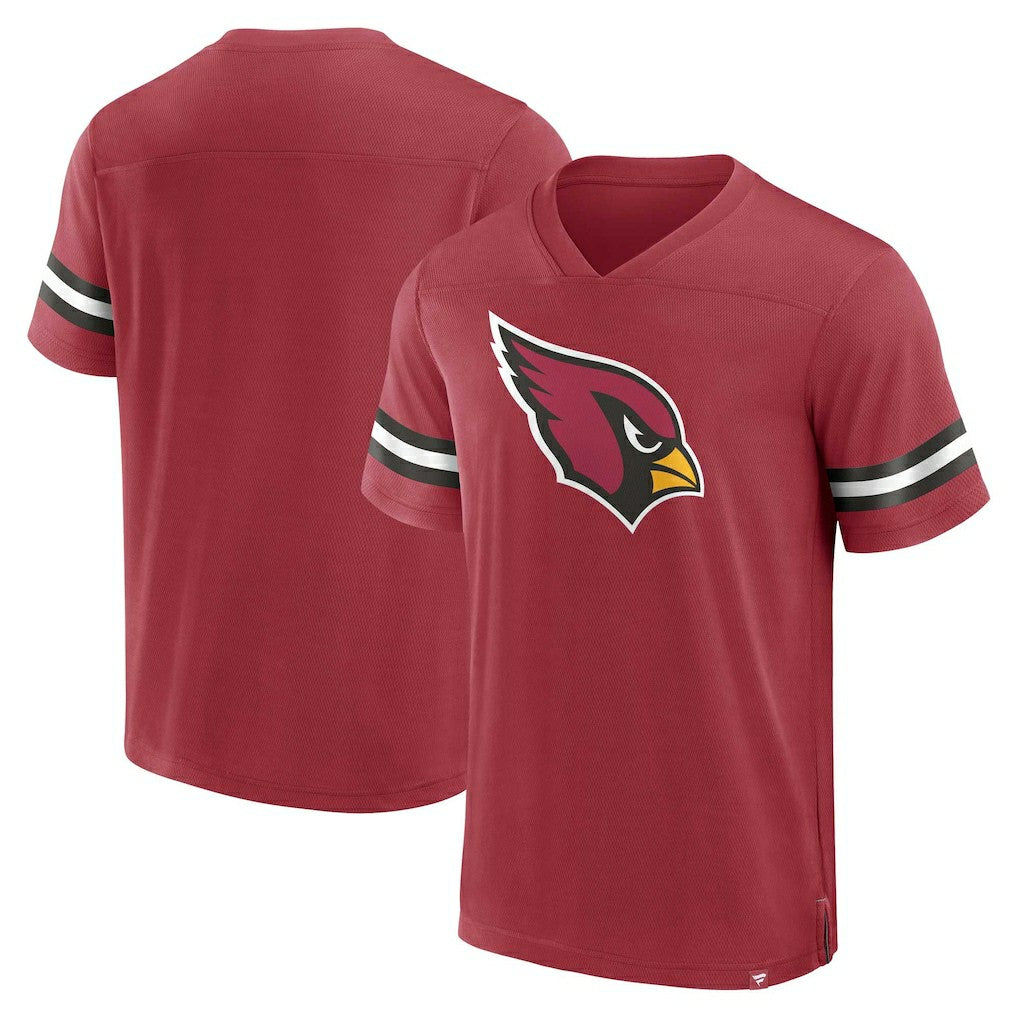 Arizona Cardinals Jersey Tackle V-Neck T-Shirt - Cardinal T-shirts