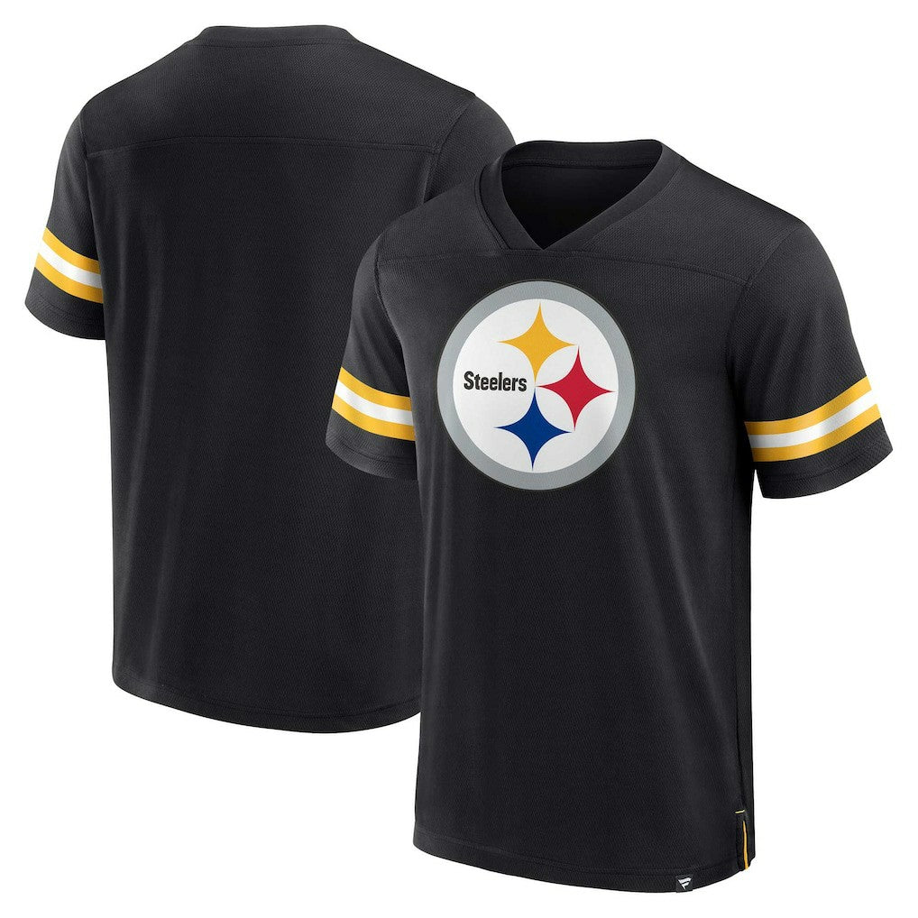 Pittsburgh Steelers Jersey Tackle V-Neck T-Shirt - Black T-shirts